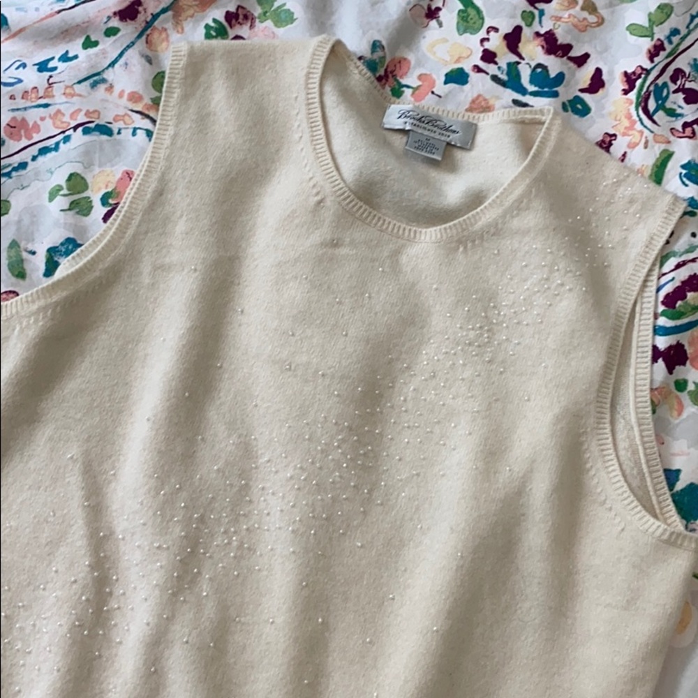 Brooks Brothers Wool-Cashmere Blend Beaded Shell